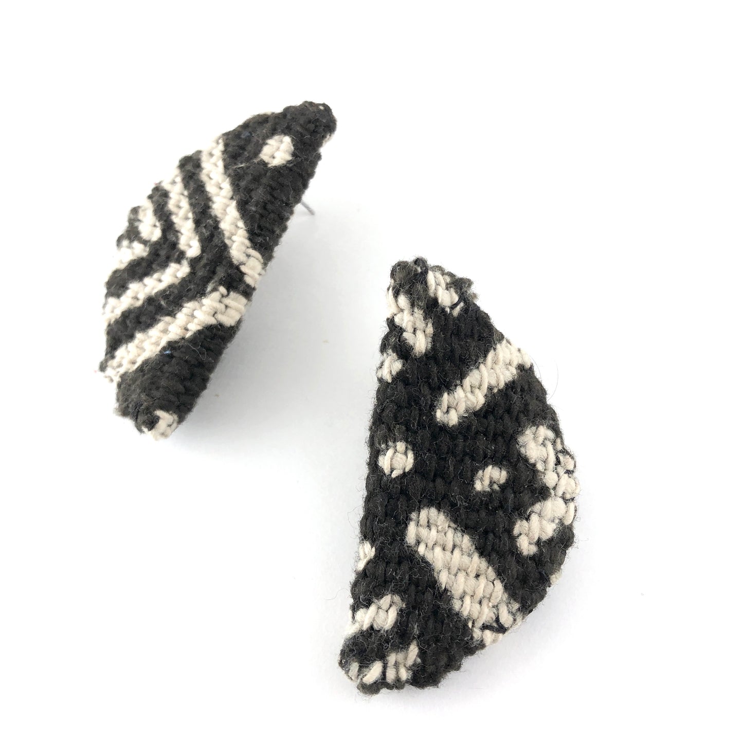 SOUL TIES half-moon mudcloth earrings