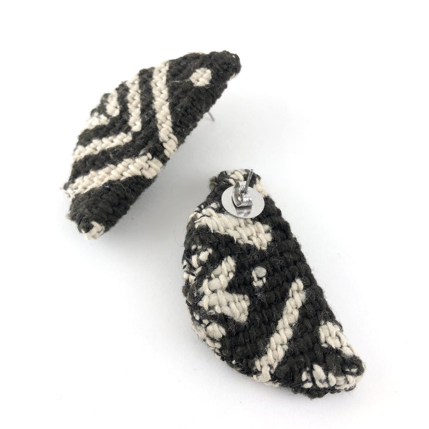 SOUL TIES half-moon mudcloth earrings