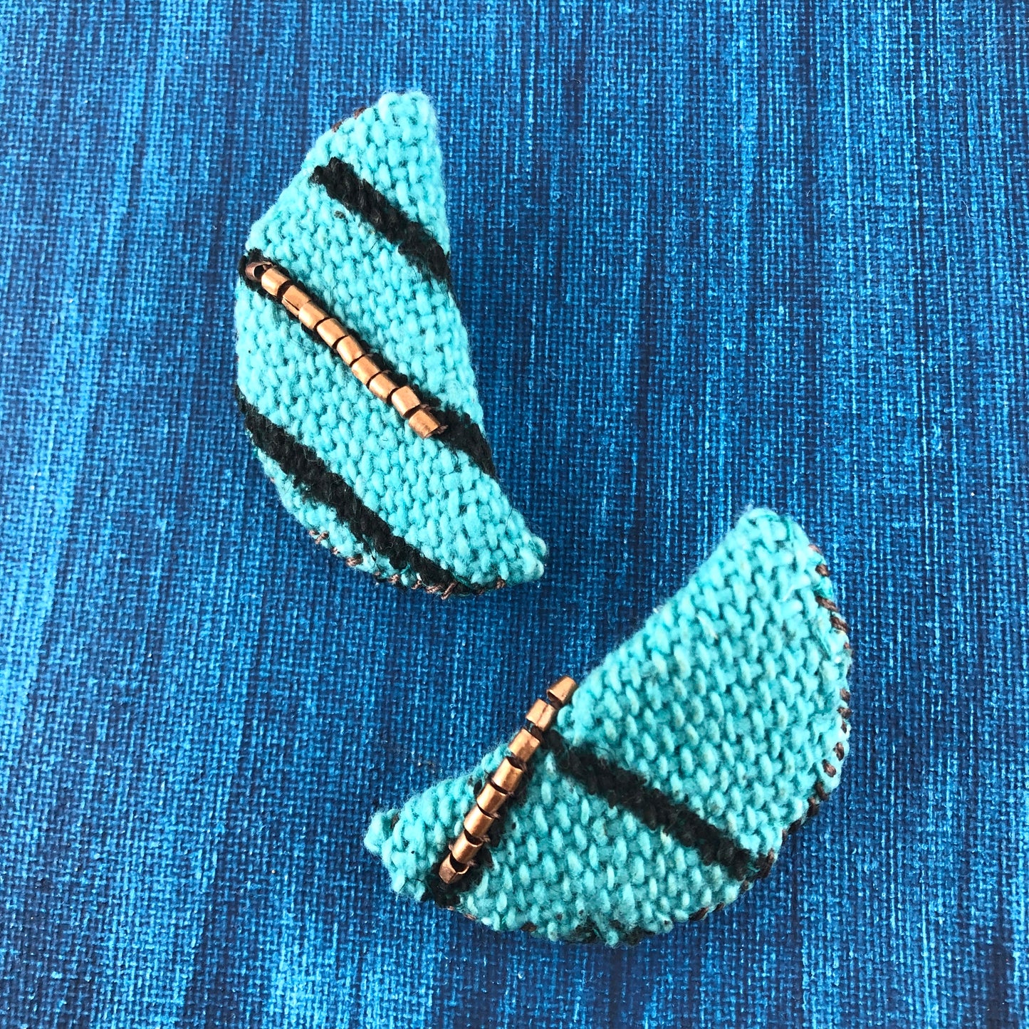 SOUL TIES half-moon mudcloth earrings