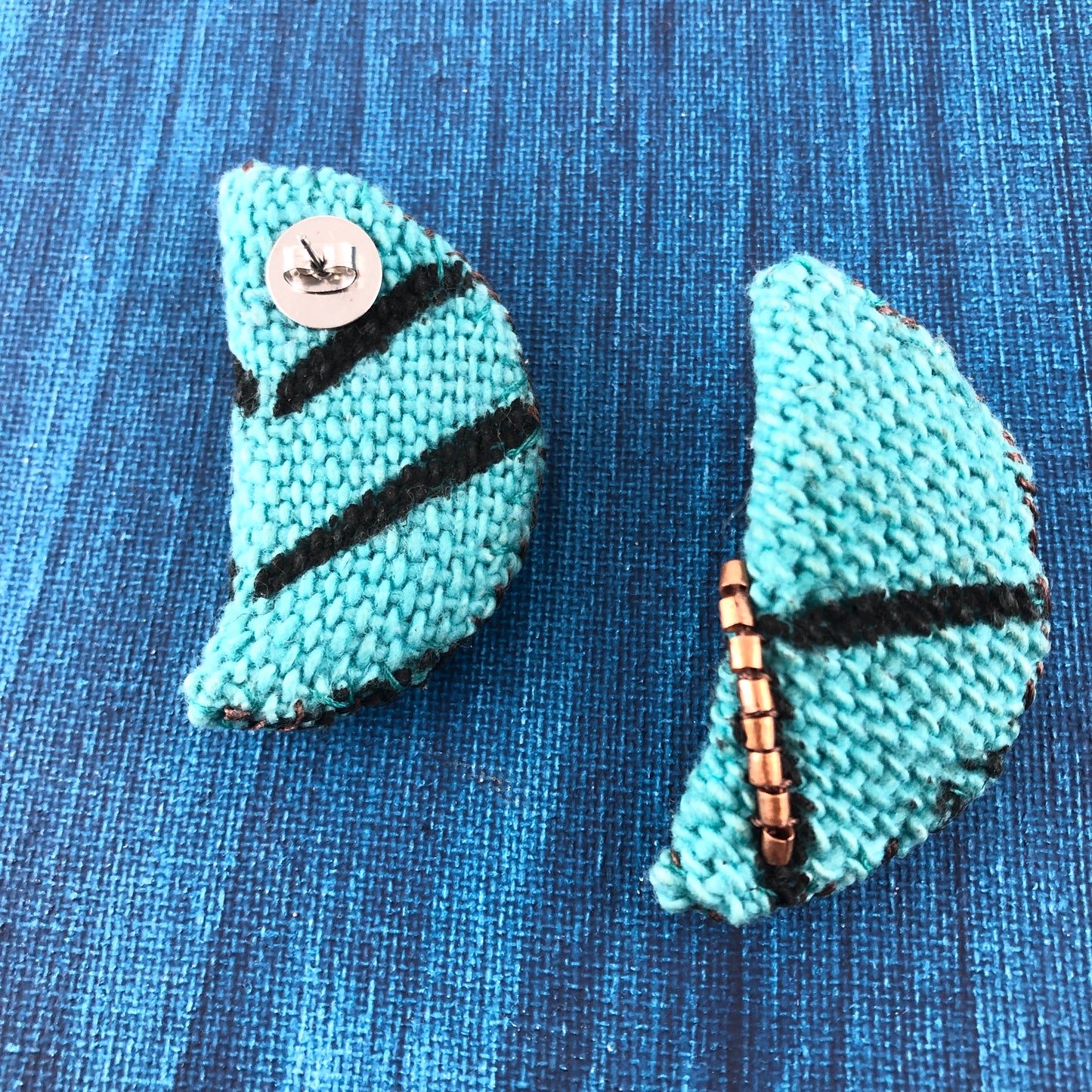 SOUL TIES half-moon mudcloth earrings