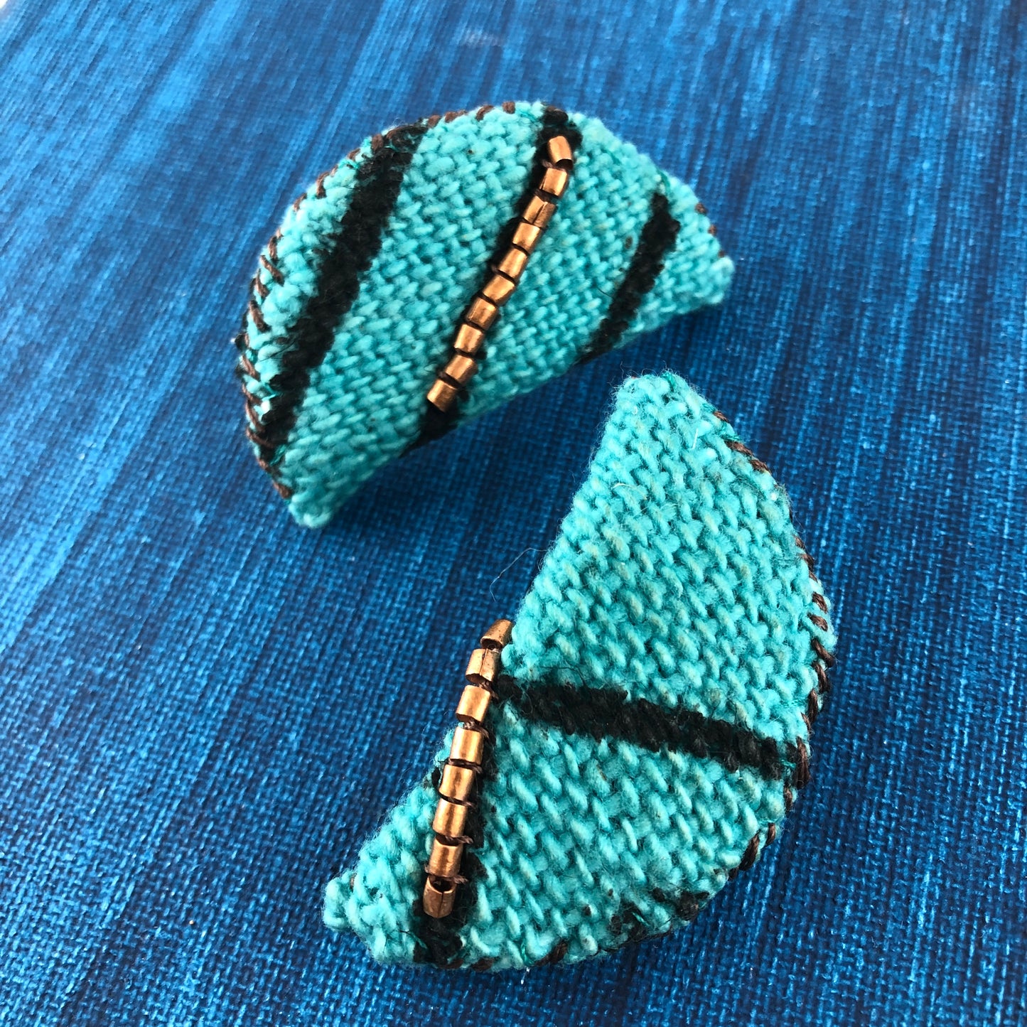 SOUL TIES half-moon mudcloth earrings