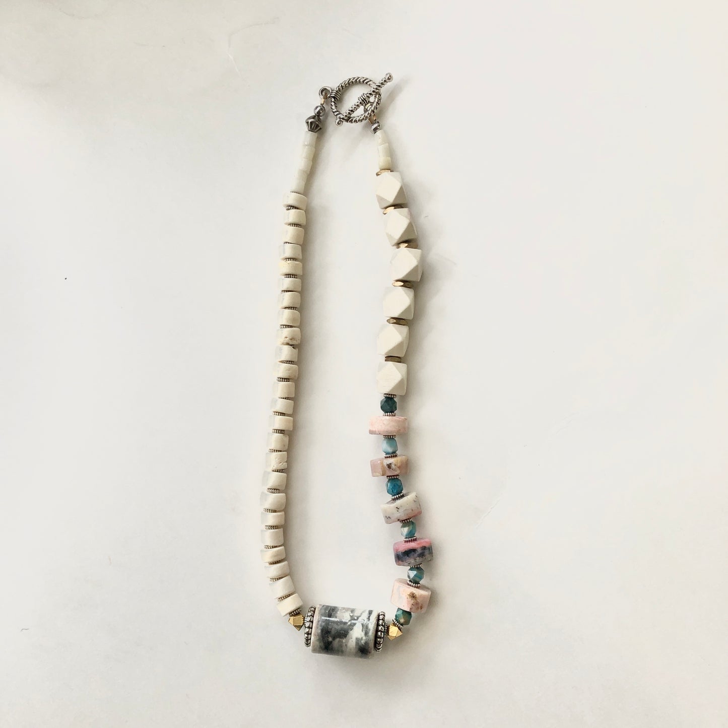 Rhya asymmetric bone bead necklace