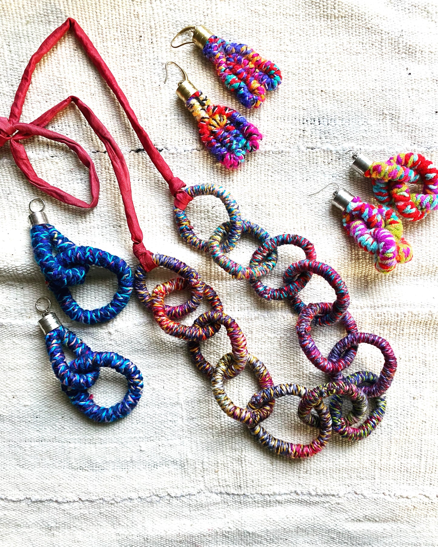 Textile knot earrings