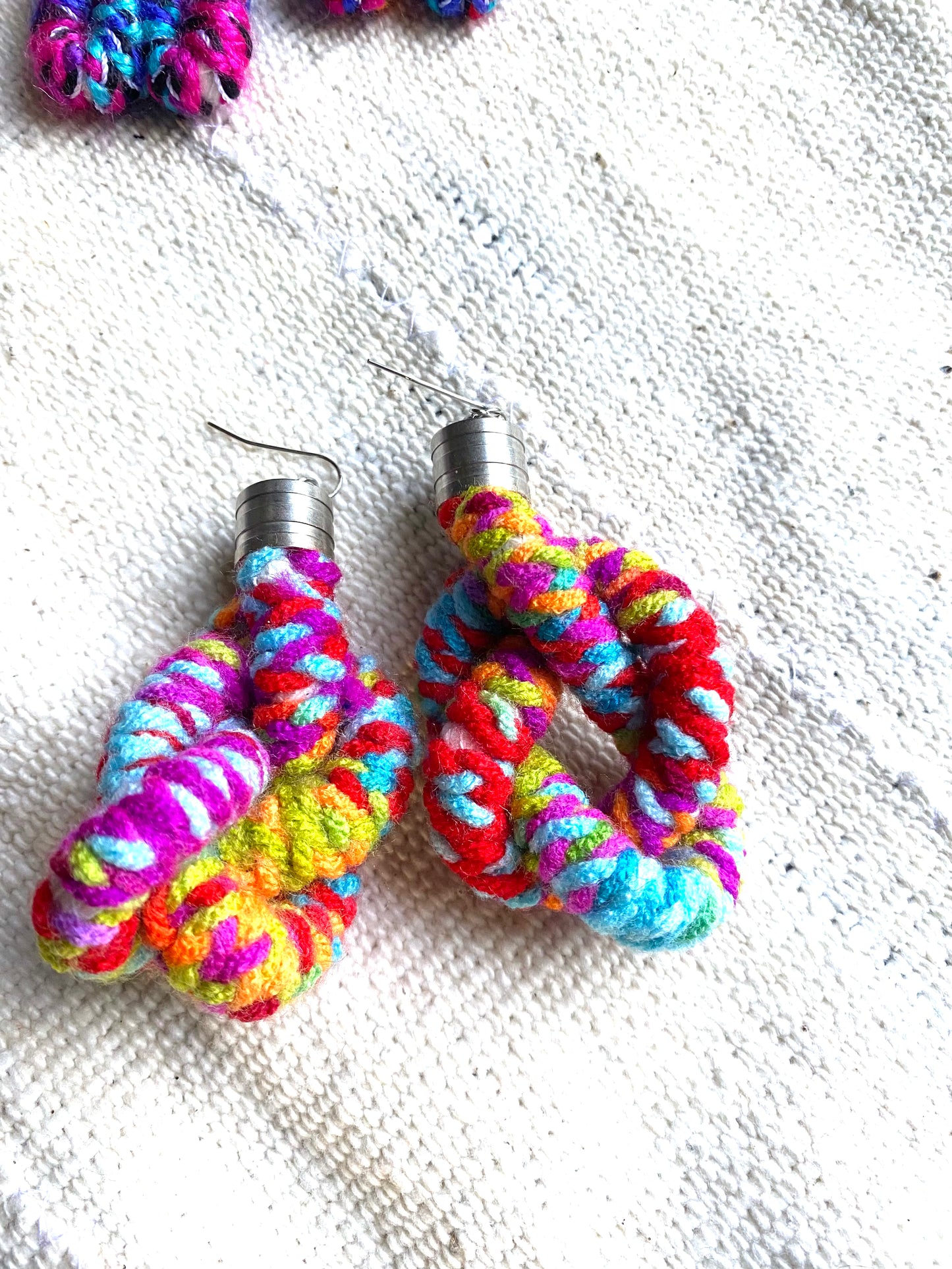 Textile knot earrings
