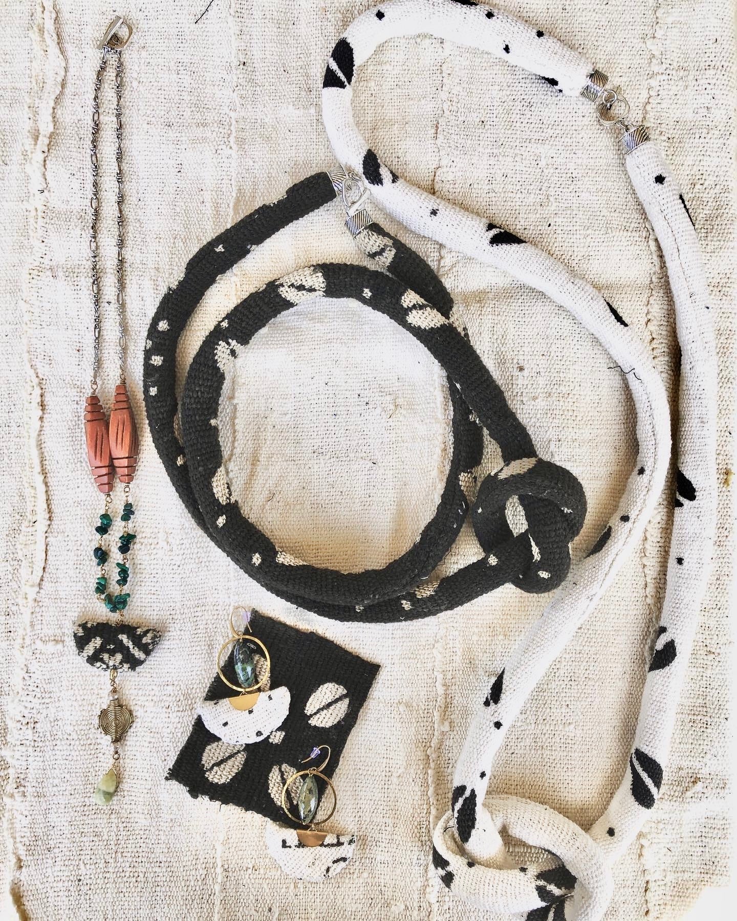 PROMISES TO KEEP jade and mucloth earrings