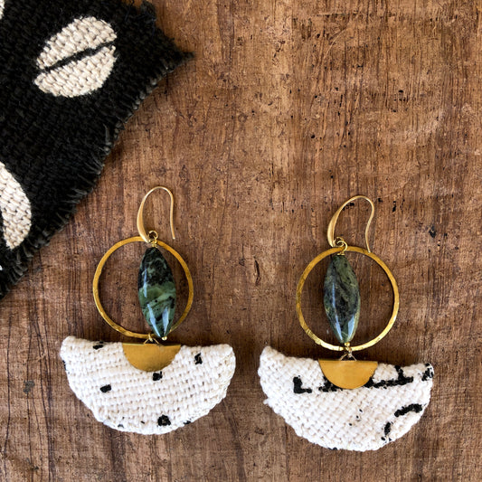 PROMISES TO KEEP jade and mucloth earrings