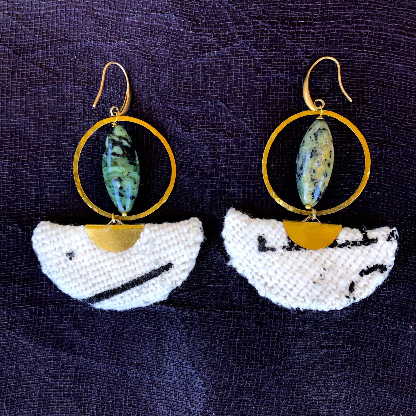 PROMISES TO KEEP jade and mucloth earrings