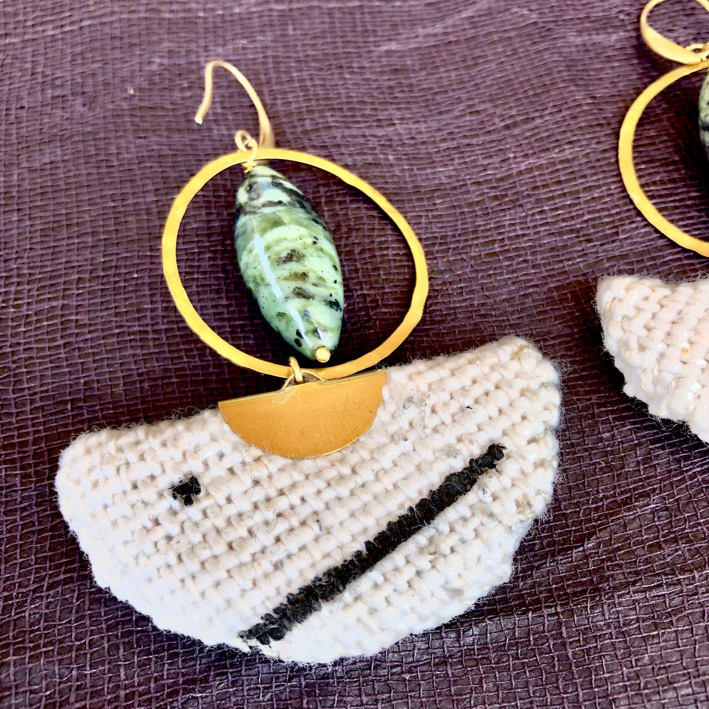 PROMISES TO KEEP jade and mucloth earrings