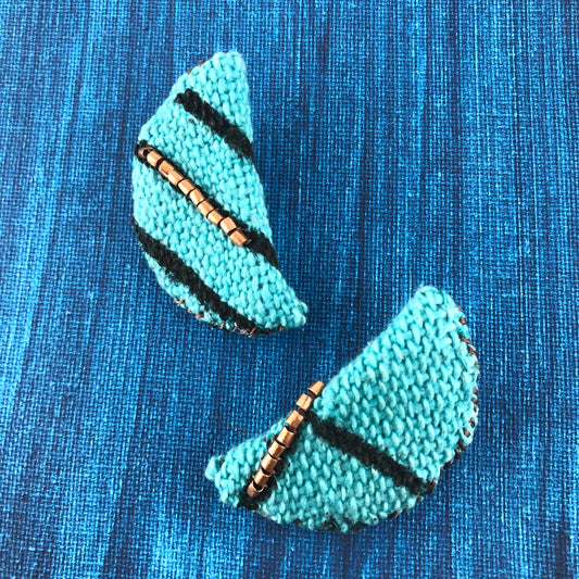 SOUL TIES half-moon mudcloth earrings
