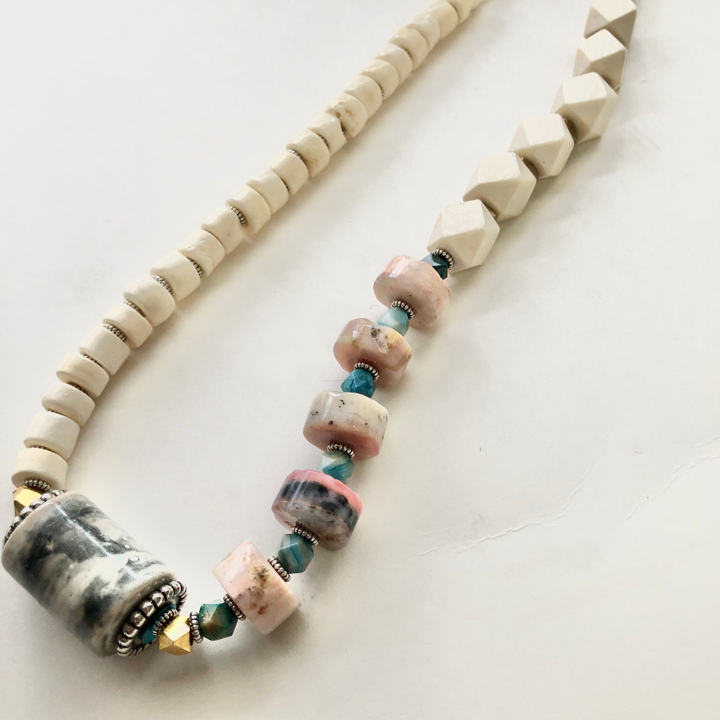 Rhya asymmetric bone bead necklace